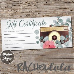 Sublime Printable Photography Gift Certificate Template Photo Session