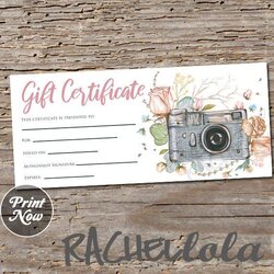 Champion Printable Photography Gift Certificate Template Photo Mini Session