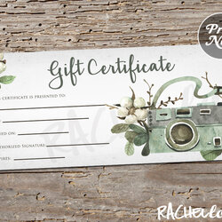 Cool Photography Gift Certificate Template Editable