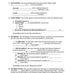 Perfect Free Secured Promissory Note Template Word Standard