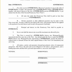 Wizard Promissory Note With Collateral Template Free Of Secured