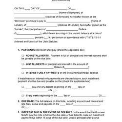Peerless Utah Secured Promissory Note Template Notes Form