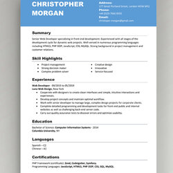Word Resume Doc Template