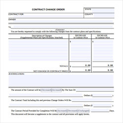 Great Change Order Samples Sample Templates Template Contract