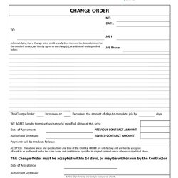 High Quality Change Order Form Template Harley Special Bid Templates Construction Printable Word Forms Job