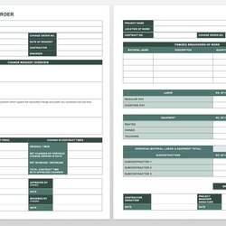 Outstanding Complete Collection Of Free Change Order Forms Word Subcontractor Simple Template