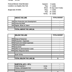 High Quality Free Film Budget Templates Excel Word Template