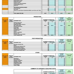 Exceptional Free Film Budget Templates Excel Word Template