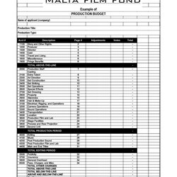 Free Film Budget Templates Excel Word Production Template