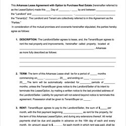 Matchless Free Rent To Own Agreement Template Arkansas Lease