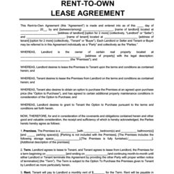Free Rent To Own Lease Agreement Legal Templates