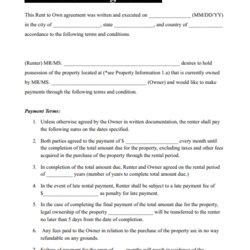 Smashing Rent To Own Agreement In Lease Free Printable Rental