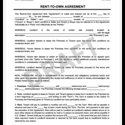 Rent To Own Agreement Create Free Lease Form Sample
