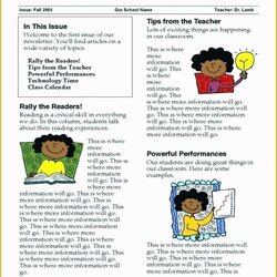 Free School Newsletter Templates For Publisher Of January Elementary Template