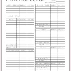 Fine Editable Paycheck Budget Planner Template Printable Monthly