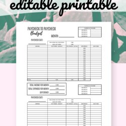 Superior Free Printable Paycheck Budget Template Templates