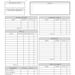Paycheck Budget Planner Printable By Canada