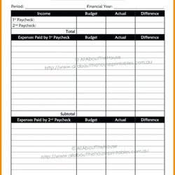 Spiffing Paycheck Budget Spreadsheet Template For Mac Picture Of Bi Weekly Large Monthly Printable Worksheet