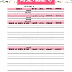 Free Printable Paycheck Budget Template Templates