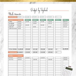 Cool Paycheck Budget Template Printable World Holiday