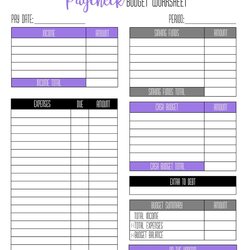 Exceptional Printable Paycheck Budget Template