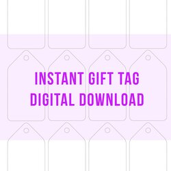 Super The Instant Gift Tag Is Shown In Pink And White With Tags Attached To It