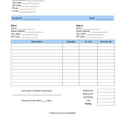 High Quality Excel Invoice Template Downloads In Resit Simple