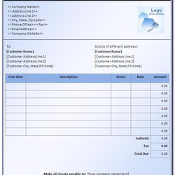 Ms Excel Invoice Template Free Download