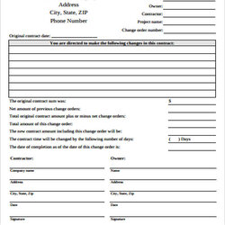 Preeminent Free Sample Construction Change Order Forms In Ms Word Form