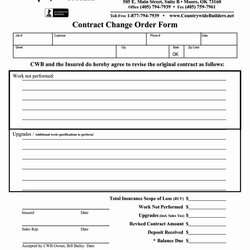 The Highest Standard Construction Change Order Form New Contractor