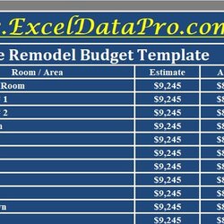 Download Home Remodel Budget Excel Template Estimates Remodeling