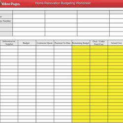 High Quality Home Renovation Budget Template Excel Review Co Templates