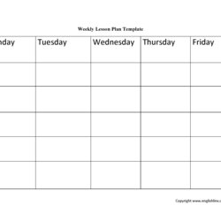Champion Lesson Plan Template Weekly Printable Blank Planner Daily Education Special Word Teachers Templates