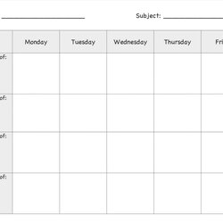 Brilliant Printable Weekly Lesson Plan Template Free Plans Inside Blank Preschool