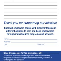 Matchless Goodwill Printable Donation Receipt World Holiday