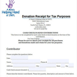 Excellent Free Tax Receipts For Donation In Ms Word Receipt Purposes