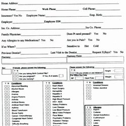 Superb Free Printable Personal Medical History Forms Excel Remarkable Insurance Verification Patient Form