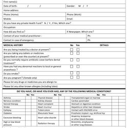 Exceptional Medical History Form Template Templates Free Printable Word Family Health Chart Questionnaire