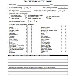 Fantastic Free Sample Medical History Templates In Ms Word Template Past Form