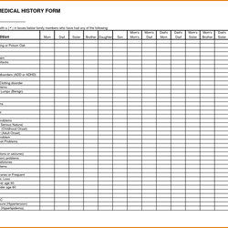 Superior Free Printable Personal Medical History Forms Family Template Templates Form Health Checklist