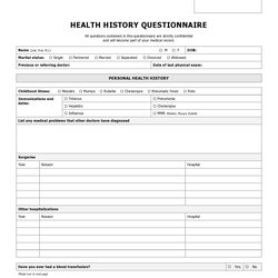 Out Of This World Free Medical History Form Template Printable Templates Health