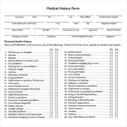 Matchless Free Medical History Forms In Ms Word Form Printable Template Personal Health Sample Documents