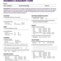 Great Free Roommate Agreement Templates Forms Word Template Kb