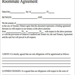 Cool Sample Roommate Agreement Letter The Document Template Rental