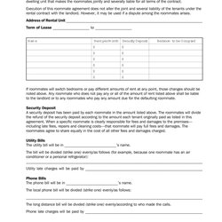 Smashing Free Roommate Agreement Templates Forms Word Template Kb