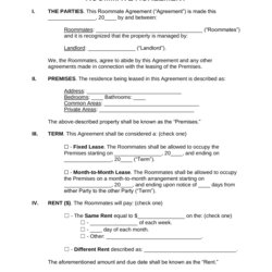 Fine Free Roommate Room Rental Agreement Template Word