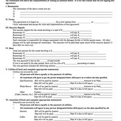Perfect Free Roommate Agreement Templates Forms Word Template Kb