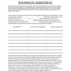 Free Roommate Agreement Templates Forms Word Template