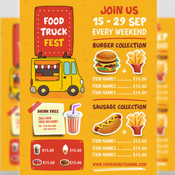 Worthy Food Truck Menu Flyer Template By On