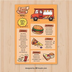Champion Hand Drawn Food Truck Menu Template Vector Free Download Ready Print